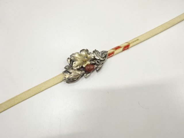 JAPANESE KIMONO / ANTIQUE PURE SILVER ENGRAVED OBIDOME (SASH CLIP)・ SE